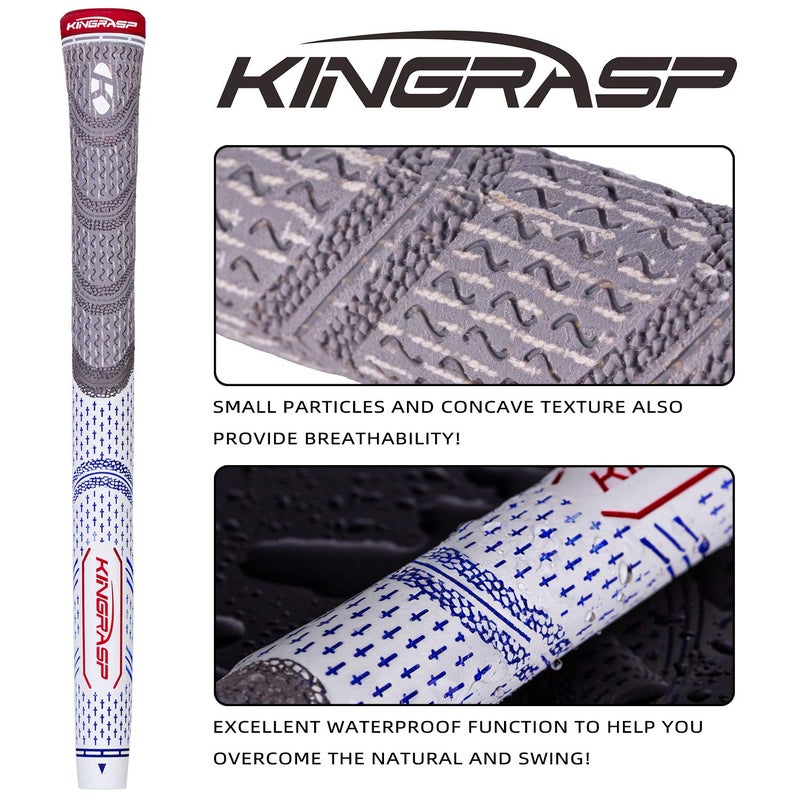 KINGRASP Multi Compound Golf Grips,Golf club grips midsize standard Size,13 Grips Set,6 Colors Optional,Anti-Slip High Stability,All Weather Cord Rubber Golf Club Grips(Gray/White, standard ) - Image 4